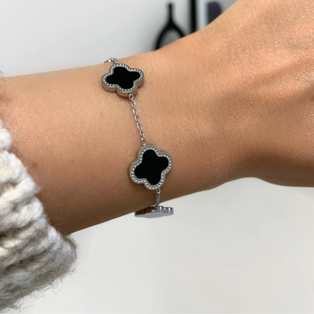 KLAVER Armband | Zwart/Zilver