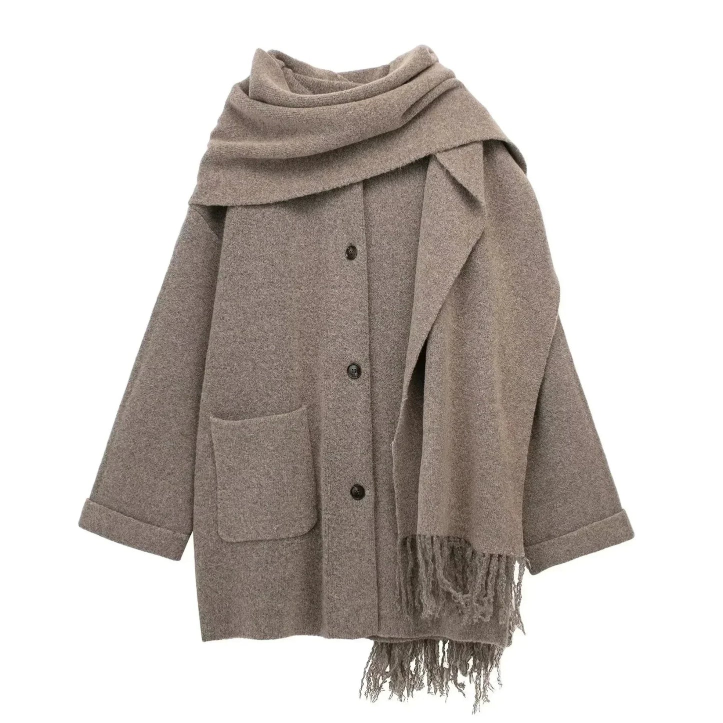 Luxe Woolen Chic™ - Wollen Jas Met Sjaal